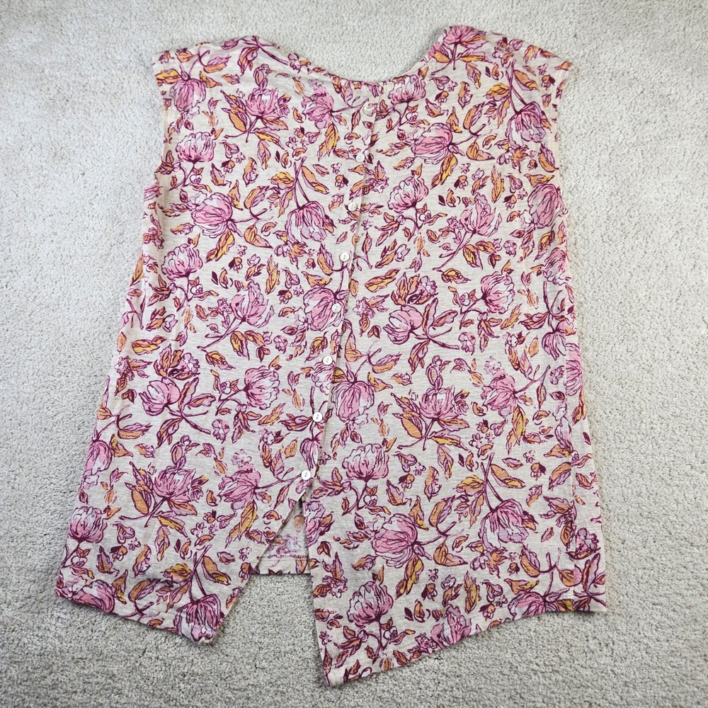 Women's Haute Hippie Boho Style‎ Linen Floral Sleeveless Button Back Top Size M - Picture 3 of 5